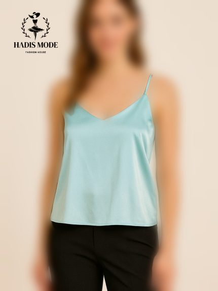 تاپ ساتن وارداتی آبی صدفی