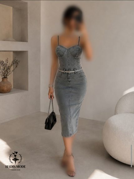 پیراهن ماکسی جین کاپدار دخترانه زنانه