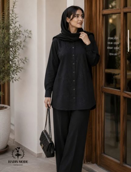 نمای کامل تونیک نخی محرمی خامه دوزی