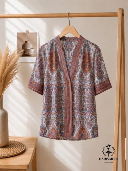 شومیز ساتن ابریشمی دخترانه زنانه وارداتی طرح هندی برند MAX