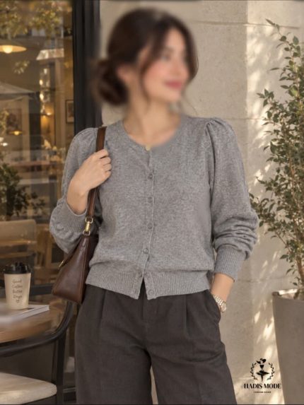 بافت گپ کاردیگان زنانه دخترانه طوسی وارداتی برند STRETCH