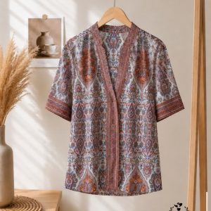 شومیز ساتن ابریشمی دخترانه زنانه وارداتی طرح هندی برند MAX